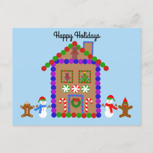 Happy Holidays Gingerbread House #1 Postcard