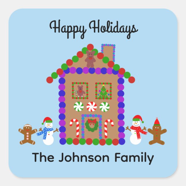 Happy Holidays Gingerbread House #1 Stickers (Front)