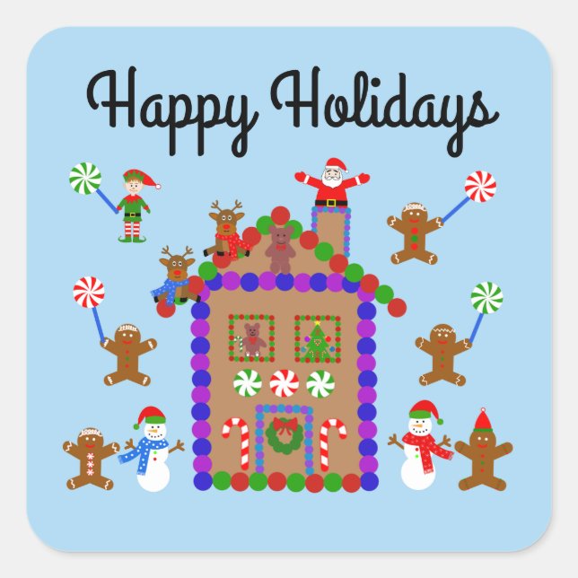 Happy Holidays Gingerbread House #2-2 Stickers (Front)