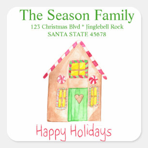 Happy Holidays Gingerbread house Envelope seal