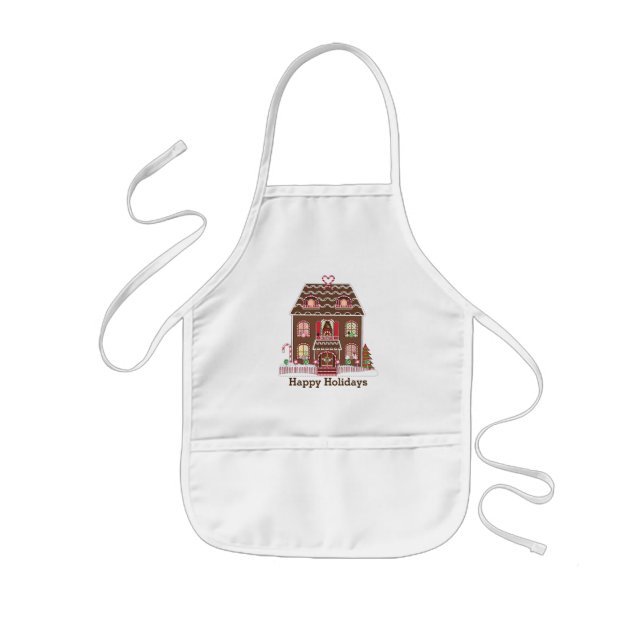 Happy Holidays Gingerbread House Kids Apron (Front)