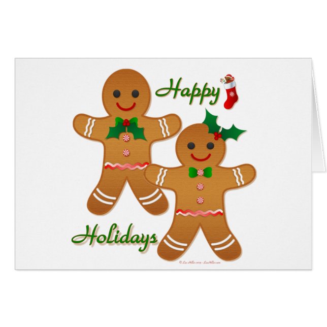 Happy Holidays Gingerbread Man Boy Girl (Front Horizontal)