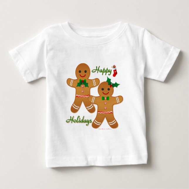 Happy Holidays Gingerbread Man Boy Girl Baby T-Shirt (Front)