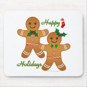 Happy Holidays Gingerbread Man Boy Girl Mouse Pad