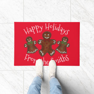 Happy Holidays Gingerbread Man Christmas Cookies Doormat