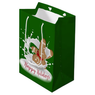 Happy Holidays Gingerbread Man in Milk Medium Gift Bag