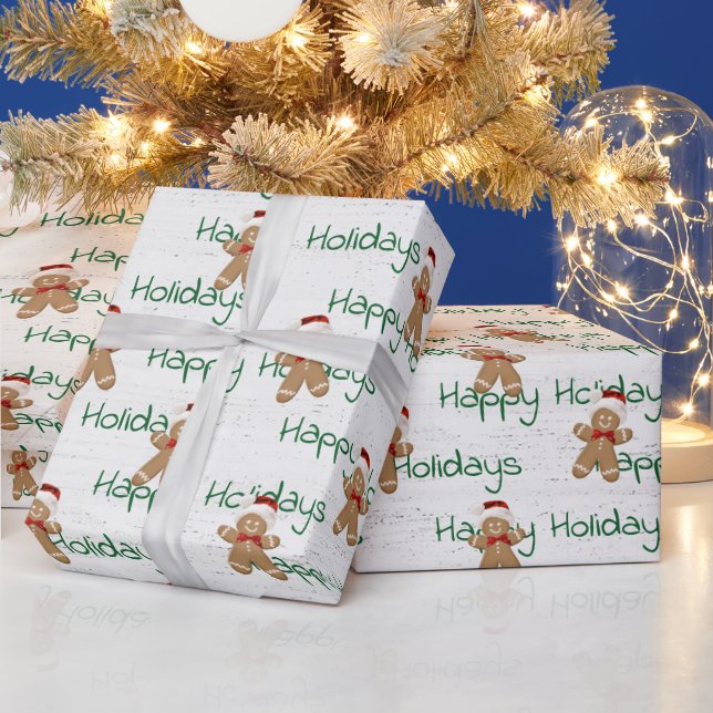 Happy Holidays Gingerbread Man  Wrapping Paper (Holidays)