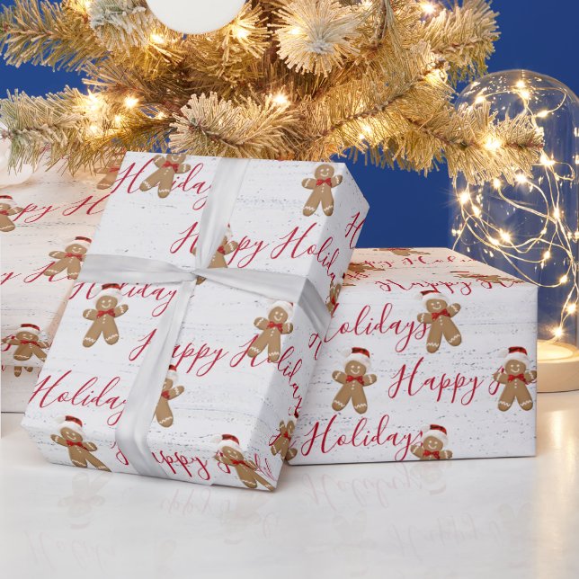 Happy Holidays Gingerbread Man Wrapping Paper (Holidays)