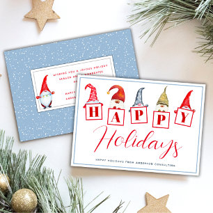 Happy Holidays Gnomes Personalised Business Holiday Card