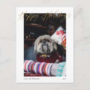 Happy Holidays Gold Calligraphy Modern Postcard