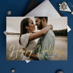 Happy Holidays Gold Pressed Hand Written Photo
