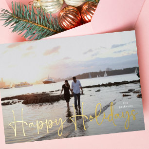 Happy Holidays Gold Pressed Hand Written Photo