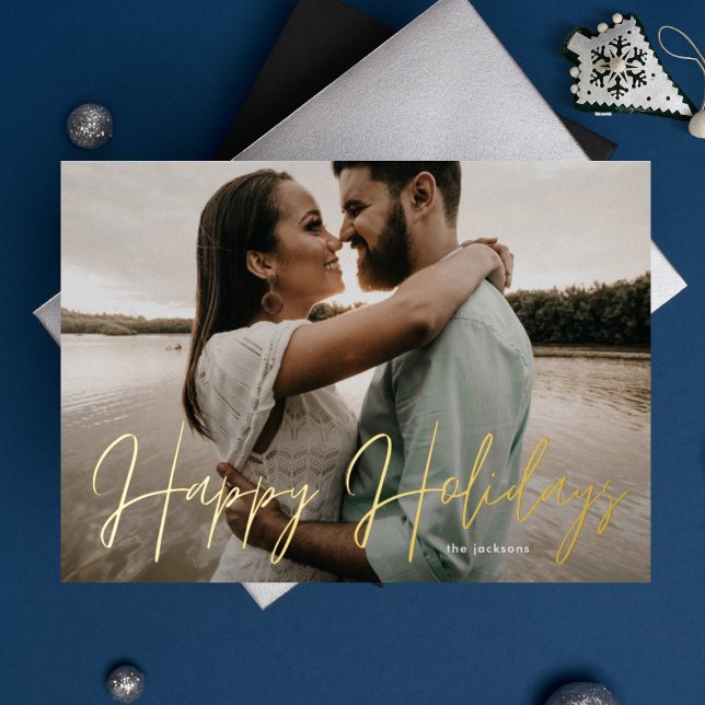 Happy Holidays Gold Pressed Hand Written Photo (Creator Uploaded)