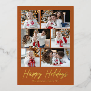 Happy Holidays Gold Script 6 Photo Collage