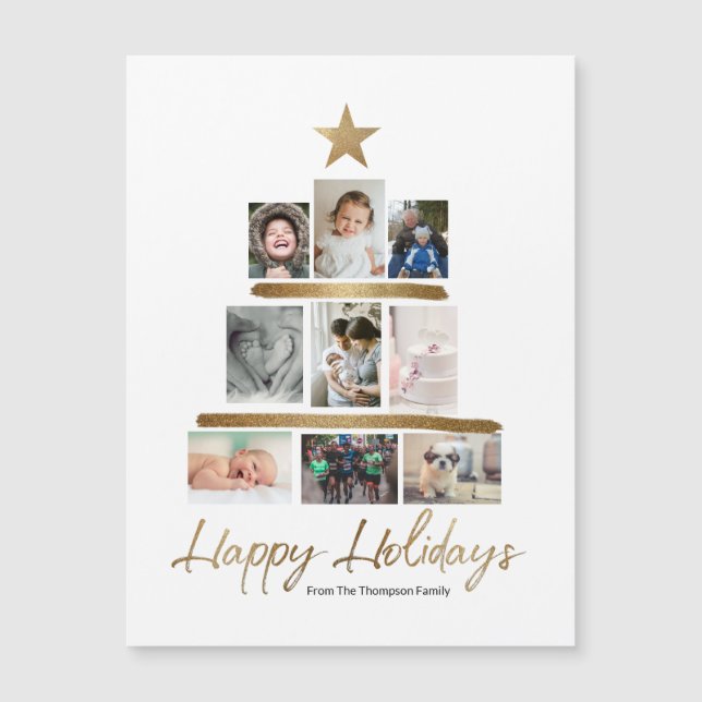 Happy Holidays Gold Script Photo Tree Collage (Front)