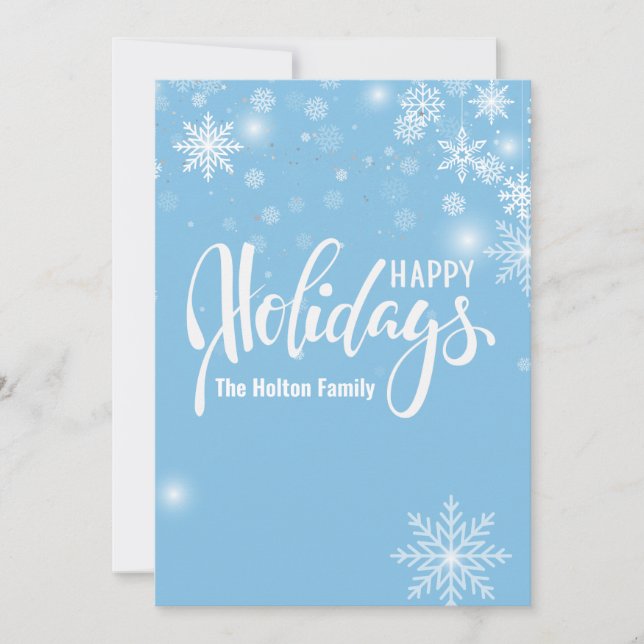 Happy holidays gold snow flakes and ornaments Xmas Invitation (Front)