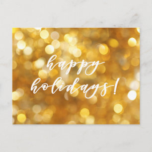 Happy Holidays Gold Sparkles Christmas Postcard