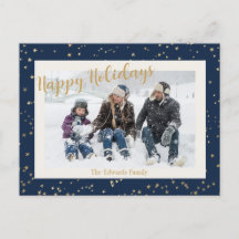 Happy Holidays Gold Stars Border Photo