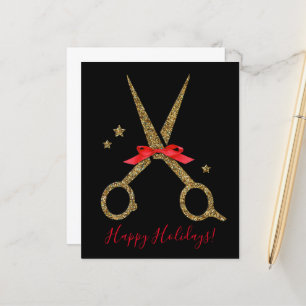 Happy Holidays - Golden glitter Hair Stylist card