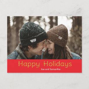 Happy Holidays Golden Sparkle Couple Holiday Postcard