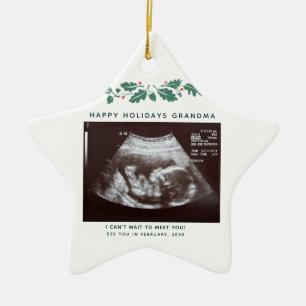 Happy Holidays Grandma Pregnancy Announcement Ceramic Tree Decoration