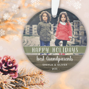 Happy Holidays Grandparents Photo Christmas Ornament