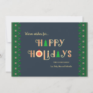 Happy Holidays Green Border Holiday Card