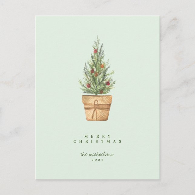 HAPPY HOLIDAYS Green Christmas Tree Postcard (Front)