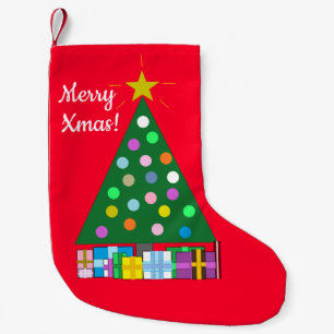 Happy Holidays Green Christmas Tree: Red Small Christmas Stocking