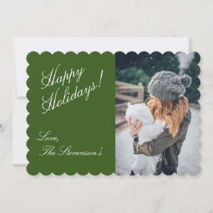 Happy Holidays Green Photo Script Christmas Holiday Card