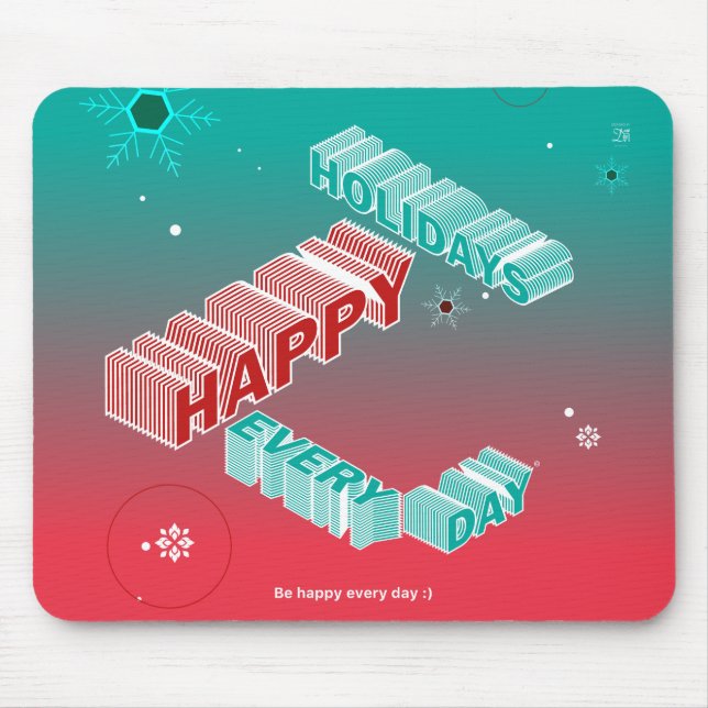 Happy Holidays, Green & Pink Mouse Pad (Front)