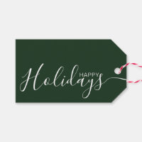 Happy Holidays Green White Minimalist