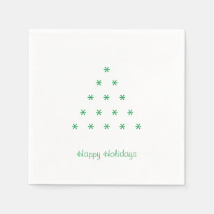 Happy Holidays Green white snow Stars Tree paper Napkin