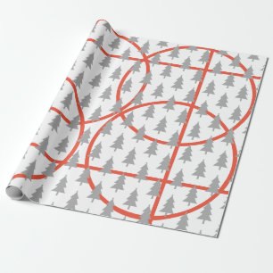 Happy Holidays Grey On White Fir Tree Pattern Wrapping Paper