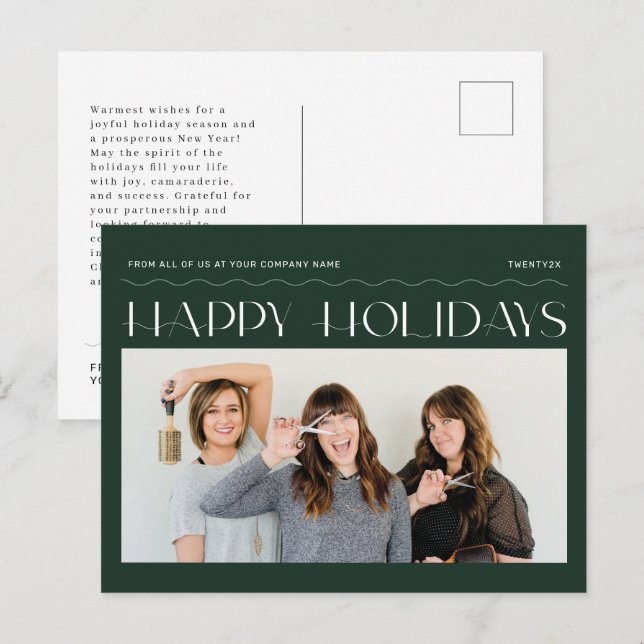 Happy Holidays Group Photo Corporate Holiday Card (Front/Back)