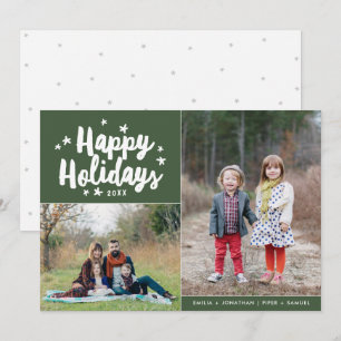 Happy Holidays Hand Lettered 2 Photo Holiday Card