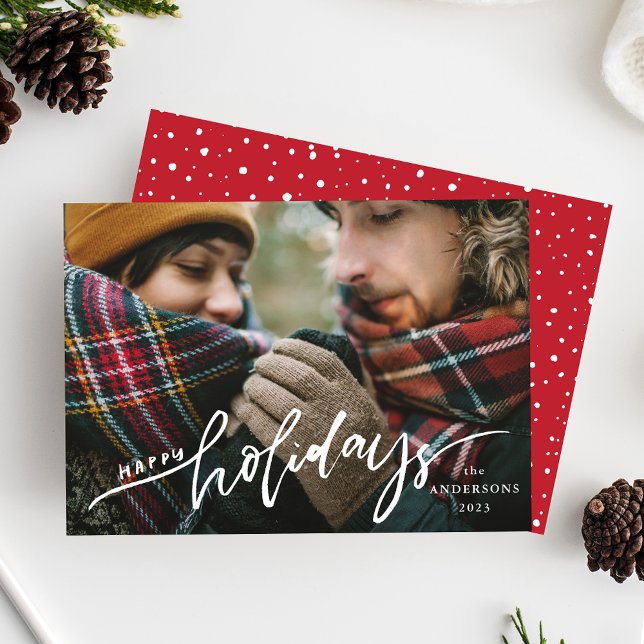 Happy Holidays Hand-Lettered Script Overlay Photo Holiday Card (Creator Uploaded)
