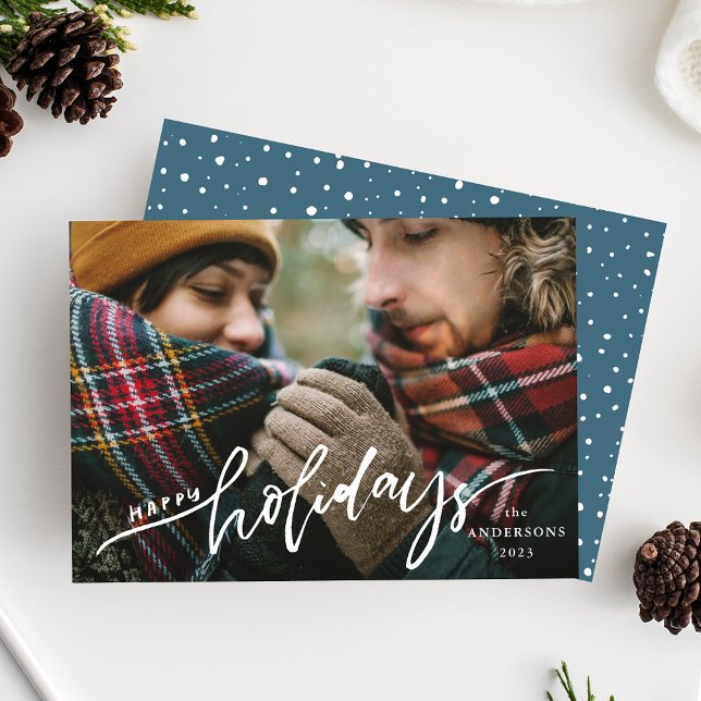 Happy Holidays Hand-Lettered Script Overlay Photo Holiday Card (Creator Uploaded)