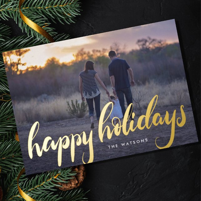 happy holidays hand lettering gold overlay photo (Creator Uploaded)