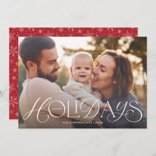 Happy Holidays Hand Lettering Holiday Photo Card