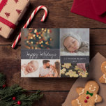 Happy Holidays Handlettering script Photo collage Holiday Postcard<br><div class="desc">Your beautiful family photos deserve to be shared during this time of year as you send warm wishes. Customize this modern collage design & personalize with your family greeting. Featuring a chalkboard background blocks with a modern script for the words "happy holidays". Include photos of the kids, parents, pets, grandparents...</div>