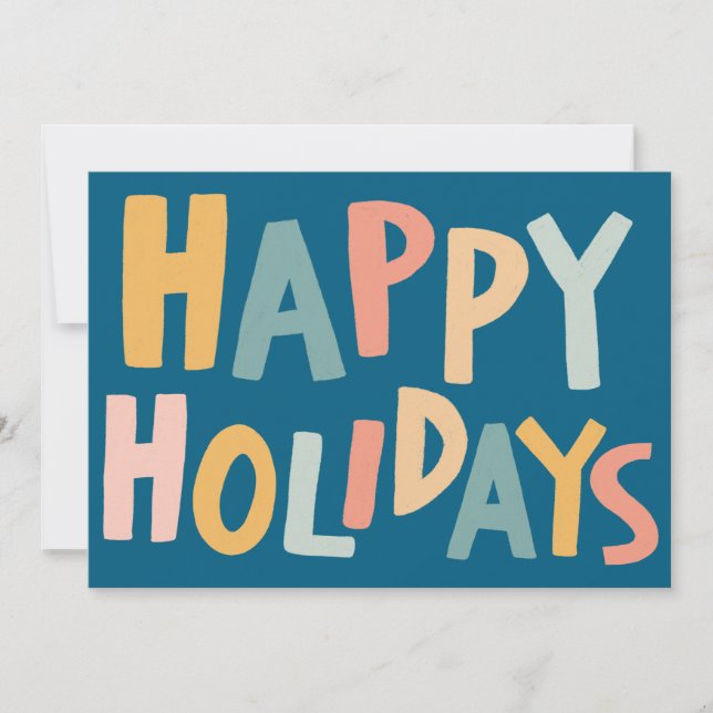 HAPPY HOLIDAYS Handmade Custom Christmas Card (Front)