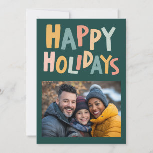 HAPPY HOLIDAYS Handmade Custom PHOTO Christmas Holiday Card
