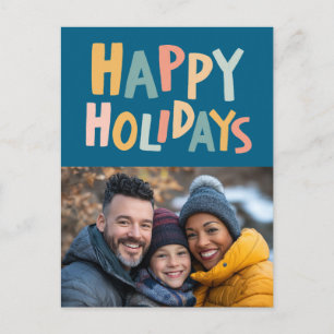 HAPPY HOLIDAYS Handmade Custom PHOTO Christmas Holiday Postcard