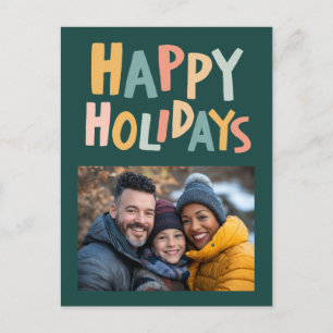 HAPPY HOLIDAYS Handmade Custom PHOTO Christmas Holiday Postcard