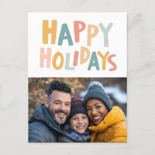 HAPPY HOLIDAYS Handmade Custom PHOTO Christmas Holiday Postcard