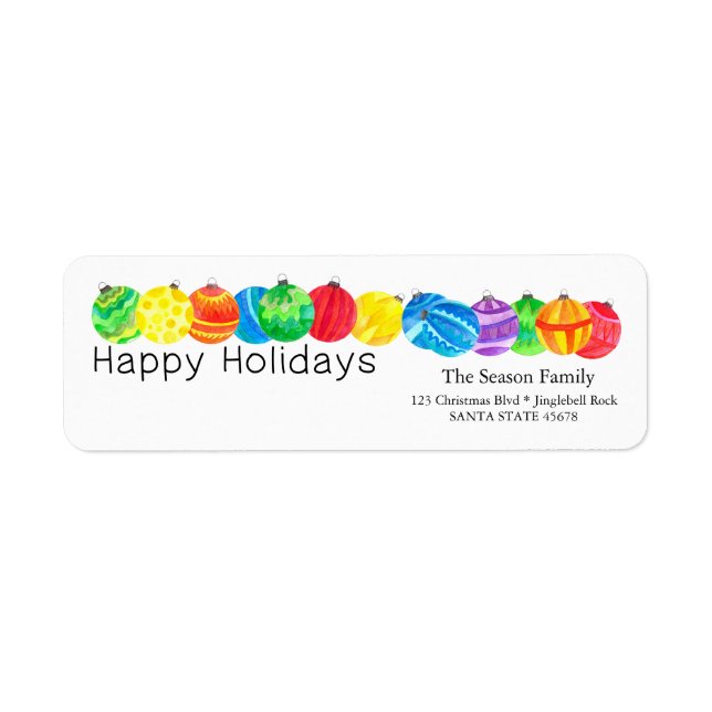 Happy Holidays handpainted watercolor label (Front)