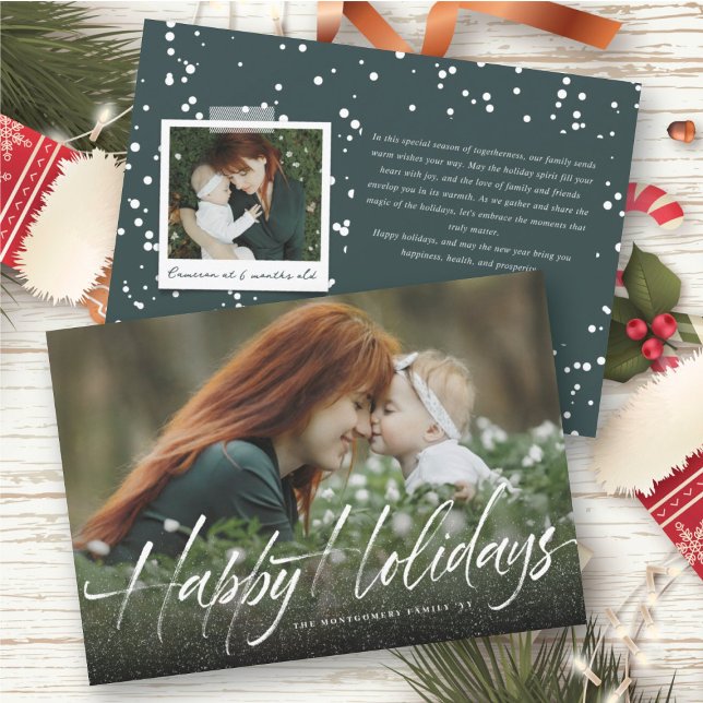 Happy Holidays Handwriting Frostings Modern Photo Holiday Card (Creator Uploaded)