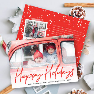Happy Holidays Handwriting Script Photo Modern Holiday Card