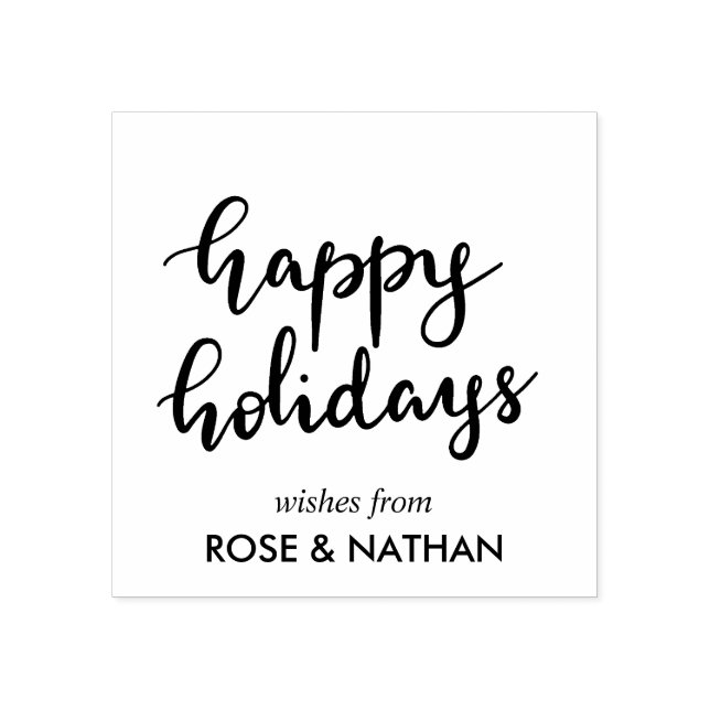 Happy Holidays Handwritten Black Script Rubber Stamp (Imprint)
